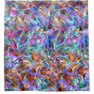 Shower Curtain Floral Abstract Stained Glass