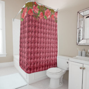 Shower Curtain Floral Burgundy