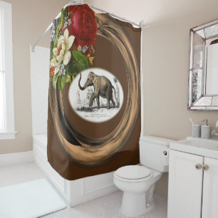 Shower Curtain Floral Elephant