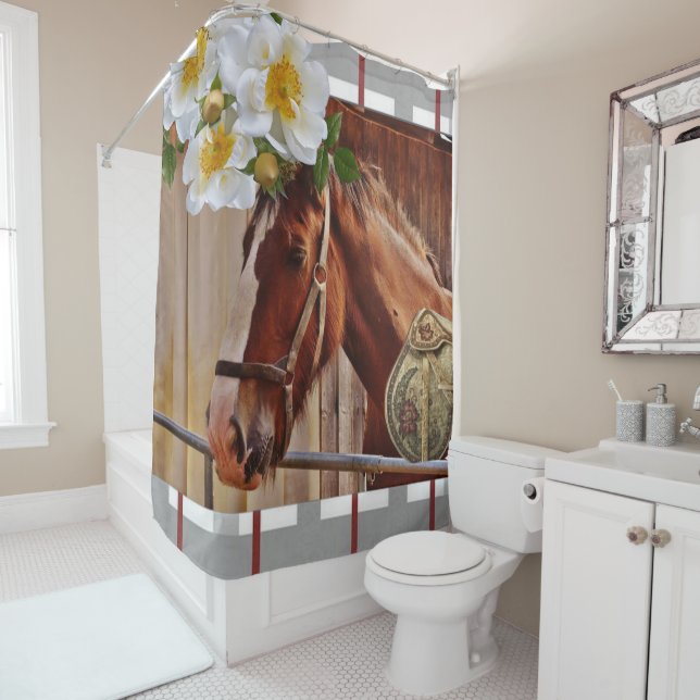 Shower Curtain Floral Horse (In Situ)