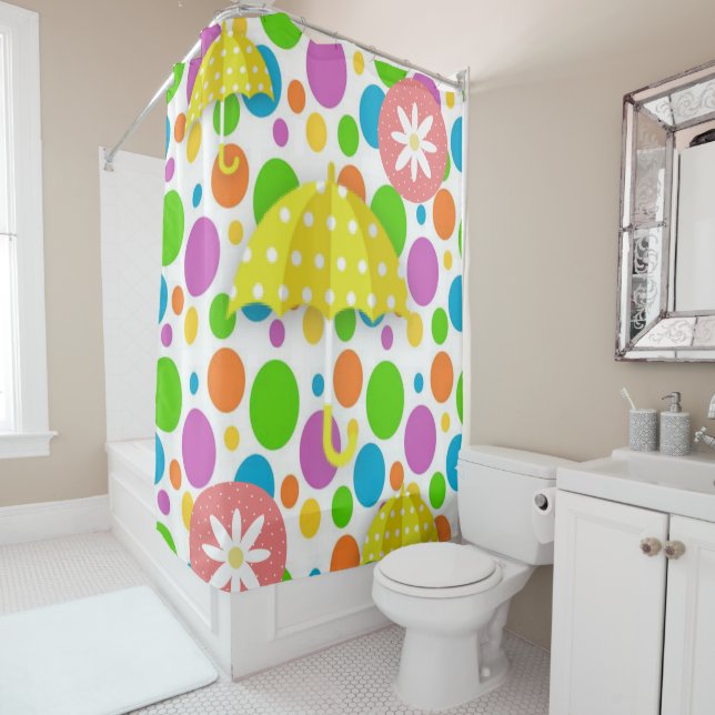 Shower Curtain Floral Yellow Umbrellas (In Situ)