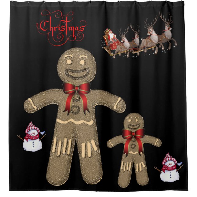 Shower Curtain Gingerbread Man (Front)