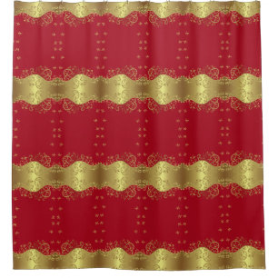 Shower Curtain--Gold Swirls & Red Shower Curtain