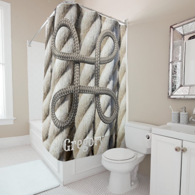 Shower Curtain Gray Rope (In Situ)