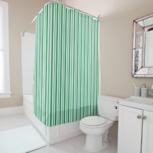 Shower Curtain Green and White Stripe