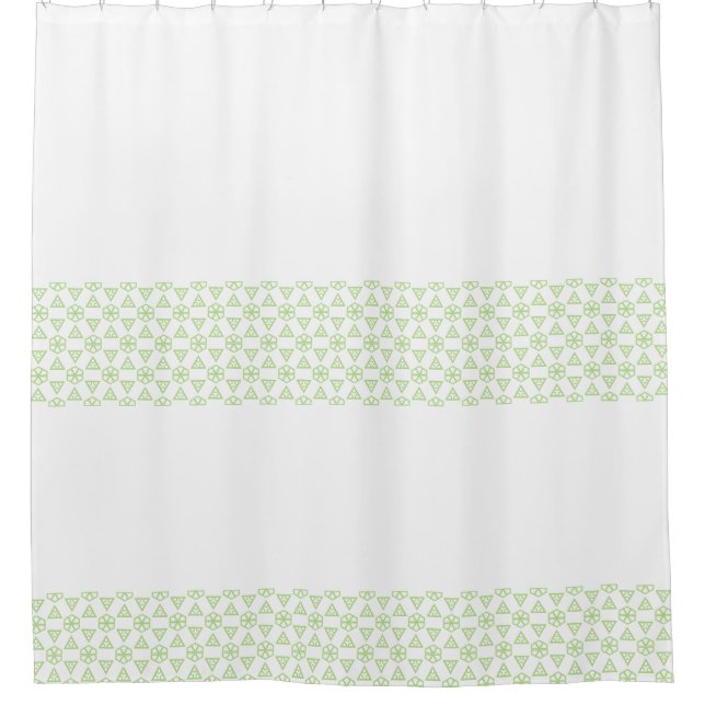 Shower Curtain - Green Hexagon Pattern Stripes (Front)