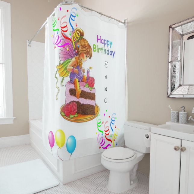 Shower Curtain Happy Birthday (In Situ)