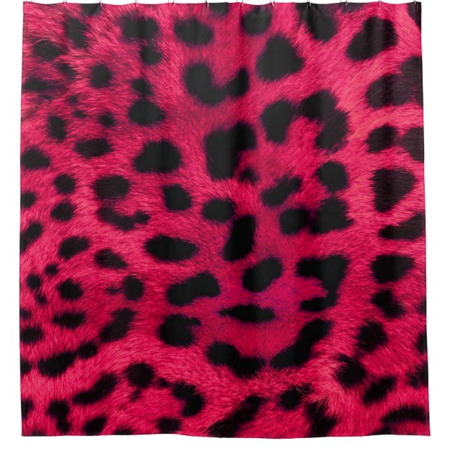 Shower Curtain/Hot Pink Cheetah Print Shower Curtain (Front)
