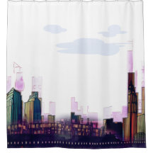 Shower Curtain ideas - City Skyline Design