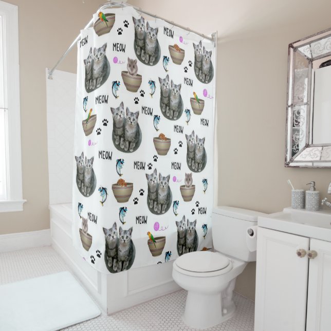 Shower Curtain Kitten Cats (In Situ)