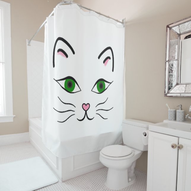 Shower Curtain - Kitty Face (In Situ)
