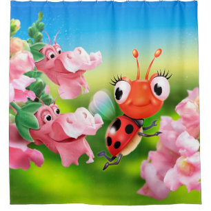 Shower curtain Ladybug friendly Snap Dragons