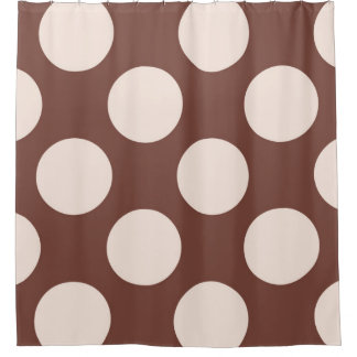 Shower Curtain large Circles Dots brown pink
