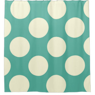 Shower Curtain large Circles Dots Green Cream