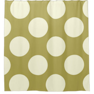 Shower Curtain large Circles Dots Green Cream