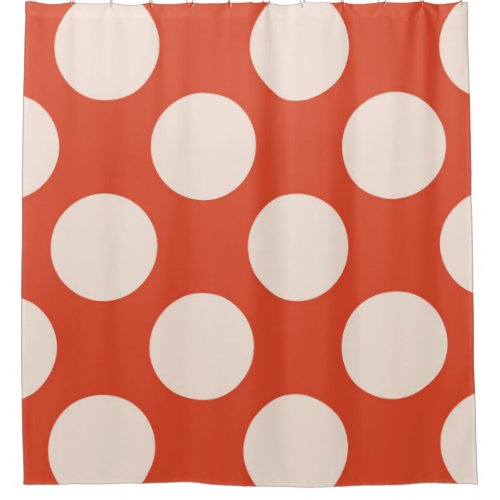 Shower Curtain large Circles Dots Pink Red