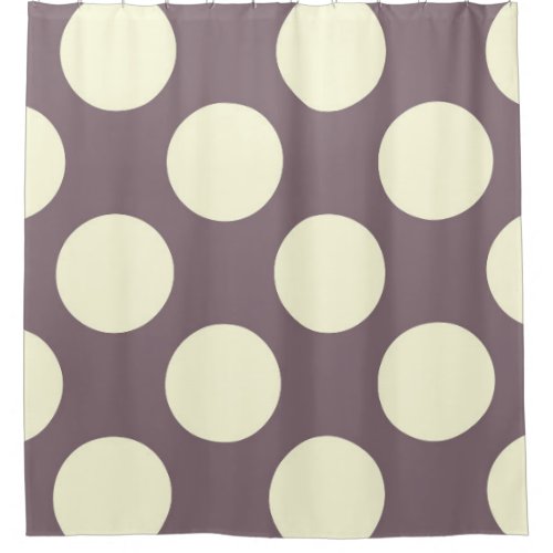 Shower Curtain large Circles Dots Purple Cream
