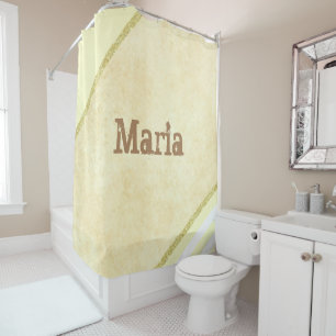 Shower Curtain Light Yellow Beige Gold Stripe