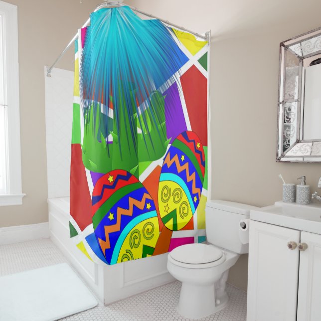 Shower Curtain Mexican Banjos Colorful (In Situ)