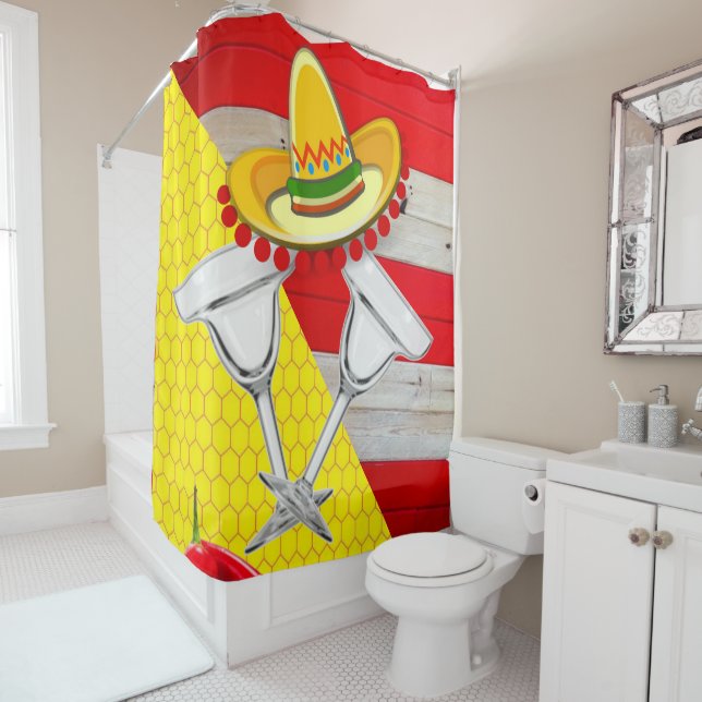 Shower Curtain Mexican Sombrero Drinks (In Situ)