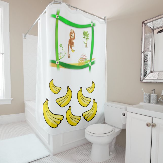 Shower Curtain, Monkey, Bananas, Curtain (In Situ)
