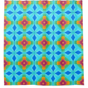Shower Curtain, multi color geometric pattern Curtain