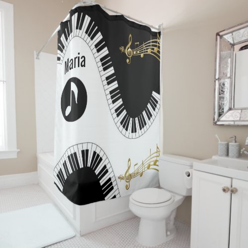 Shower Curtain Music Notes Piano