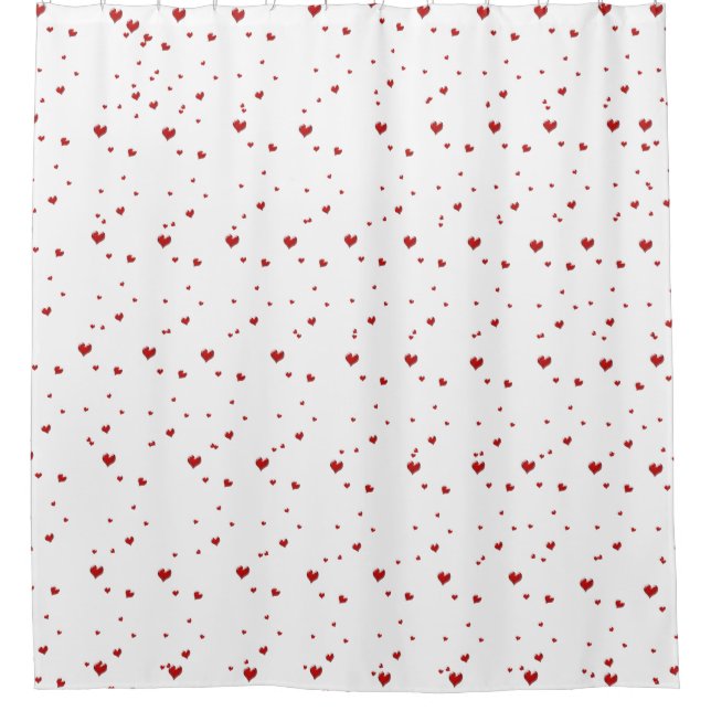 Shower Curtain, None-Little red hearts-Home Decor Shower Curtain (Front)