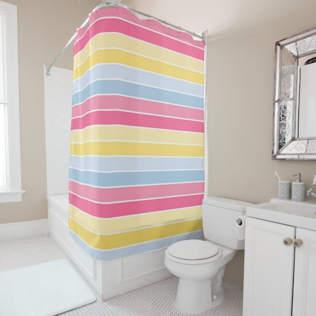 Shower Curtain Pastel Stripe (In Situ)