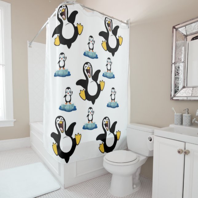 Shower Curtain Penguin (In Situ)