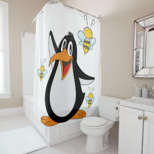 Shower Curtain Penguin Bumblebee