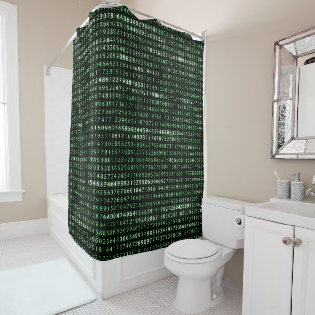 Shower Curtain "Pi" green glow Var02 (In Situ)