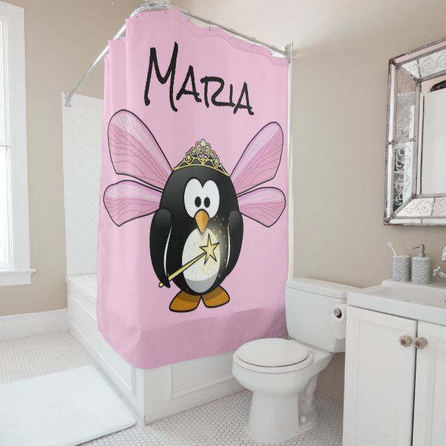 Shower Curtain Pink Fairy Penguin (In Situ)