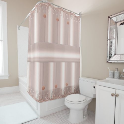 Shower Curtain Pink Rose Glitter Drip
