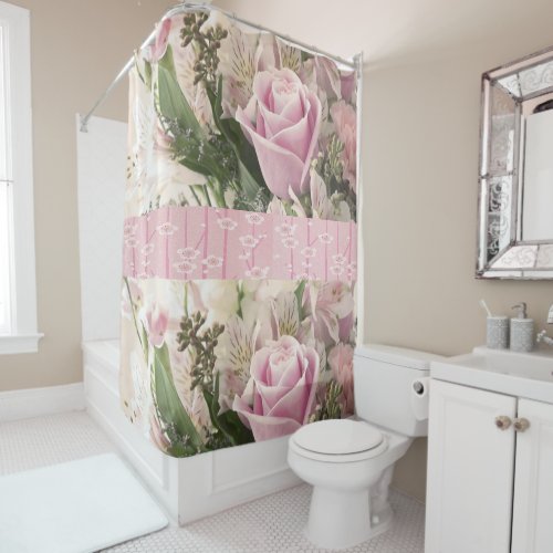 Shower Curtain Pink Roses
