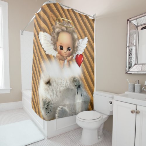 Shower Curtain Polar Bear Angel