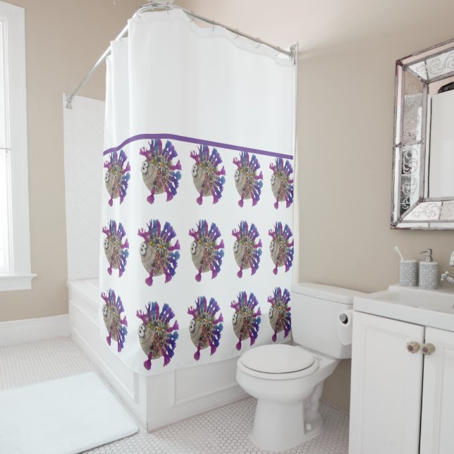 Shower Curtain - Purple Finned Fish (In Situ)
