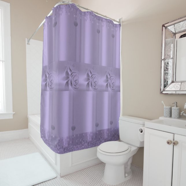 Shower Curtain Purple Glitter Drip (In Situ)
