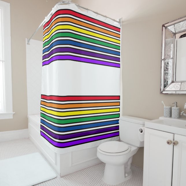 Shower Curtain - Rainbow Colored Bars (In Situ)