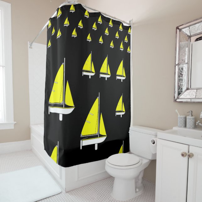 Shower Curtain Sailboat (In Situ)