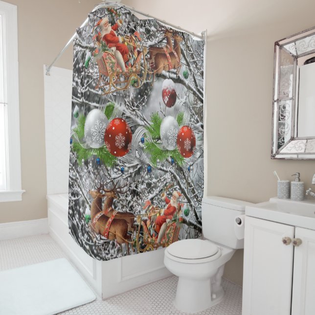 Shower Curtain Santa (In Situ)