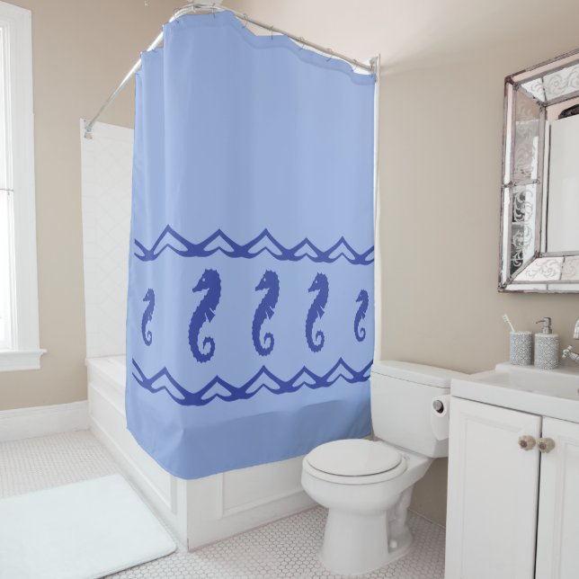 Shower Curtain - Sea Horses and Waves (In Situ)
