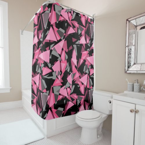 Shower Curtain Seamless geometric triangles shapes