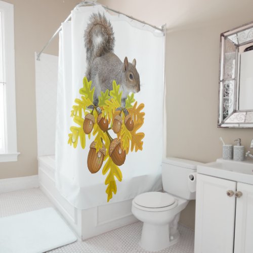 Shower Curtain Squirrel Acorn