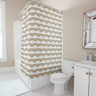 Shower Curtain Stripe Beige & White