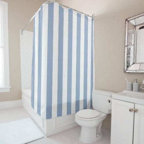 Shower Curtain Stripe Blue  White