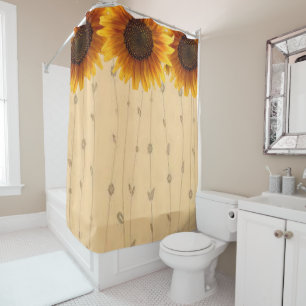Shower curtain sunflowers