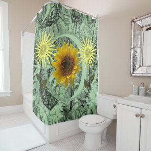 Shower curtain sunflowers