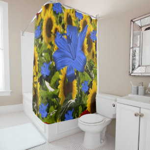 Shower curtain sunflowers