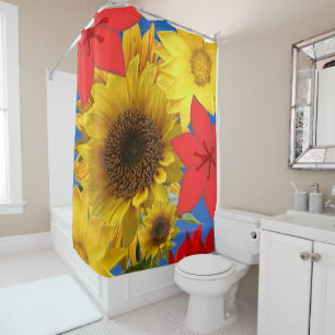 Shower curtain sunflowers